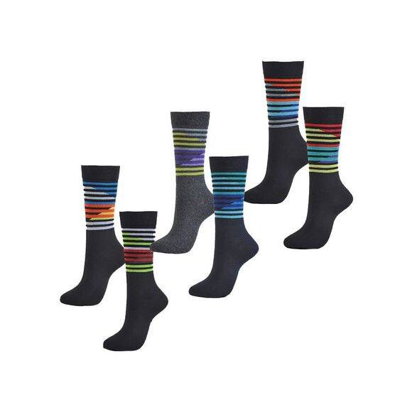 Mens 6 Pack Geometric Striped Dress Socks - Picture 6 of 6
